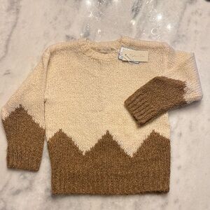 Rylee + Cru Cream and Brown Knit Sweater girls size 4-5Y